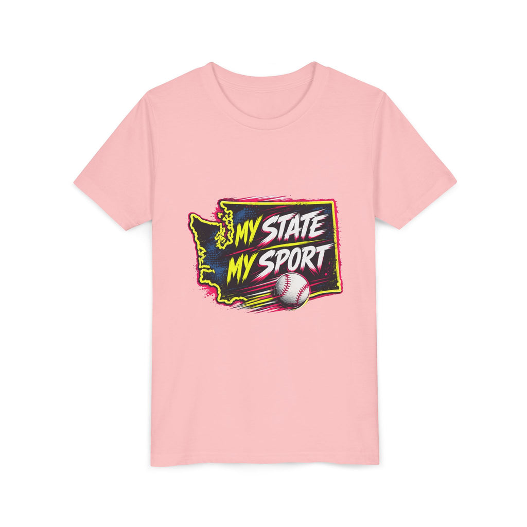 Youth Baseball Tee - "My State My Sport" Washington Pride