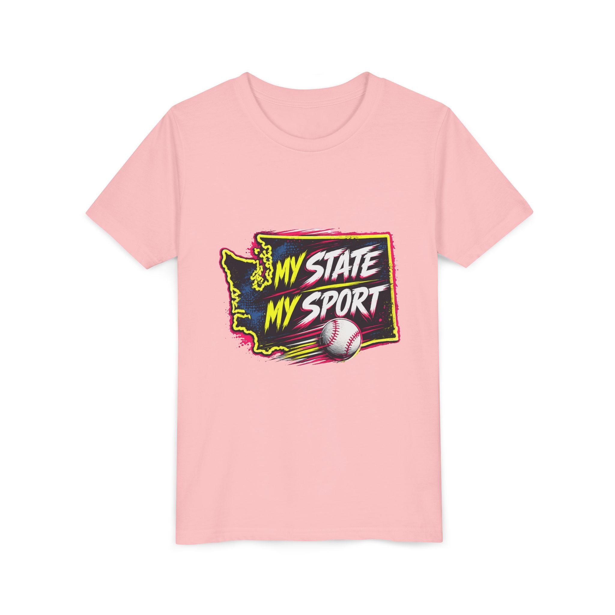 Youth Baseball Tee - "My State My Sport" Washington Pride