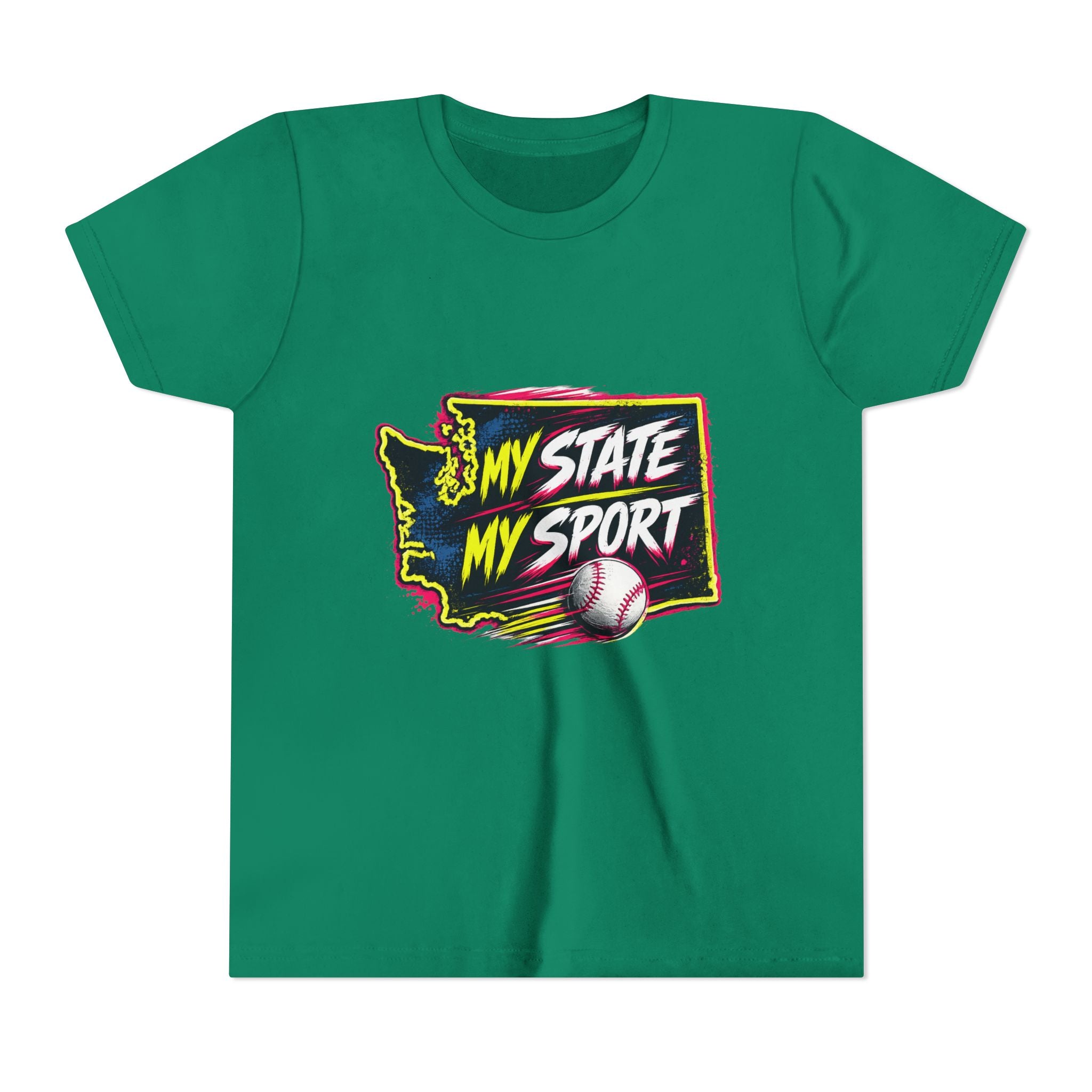 Youth Baseball Tee - "My State My Sport" Washington Pride