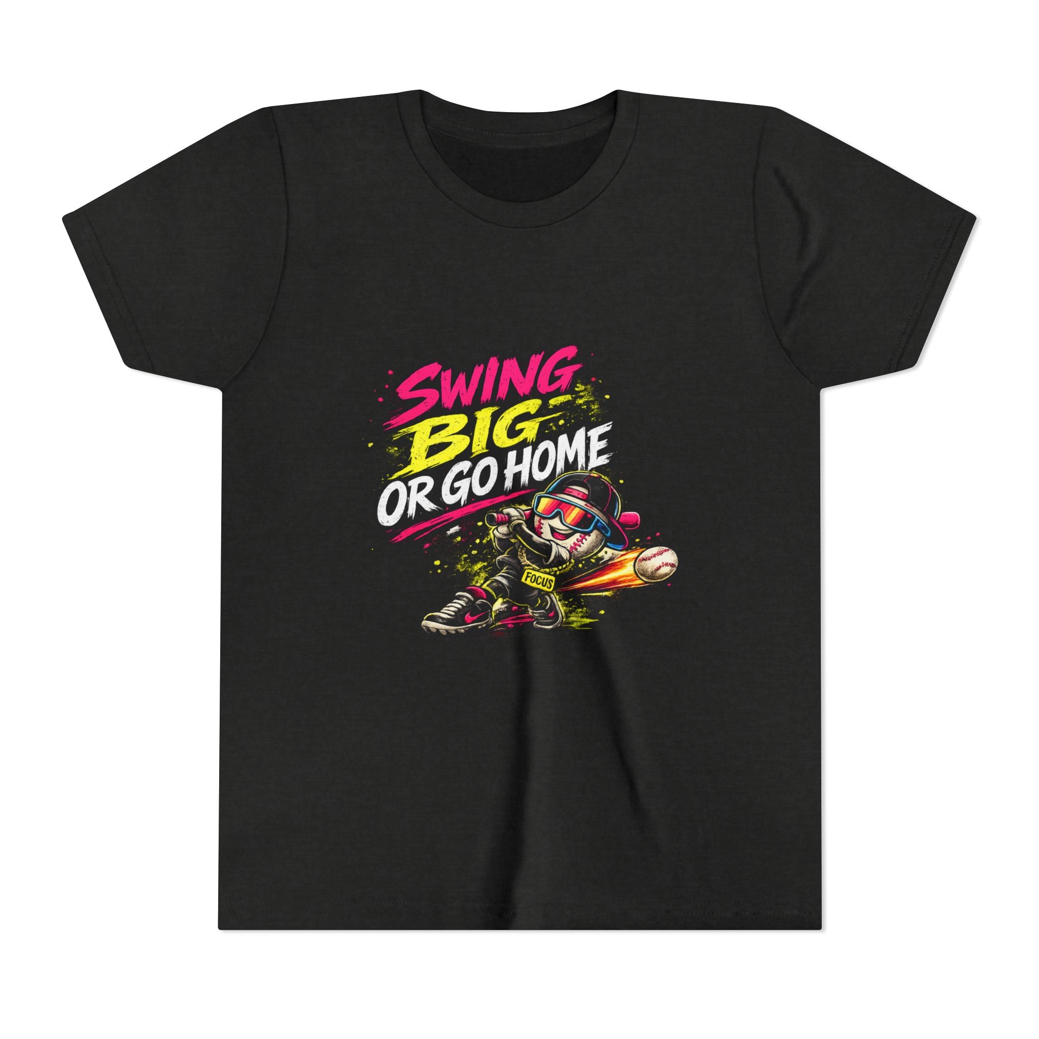 Youth Baseball Tee "Swing Big or Go Home" – Kids Baseball Graphic Shirt
