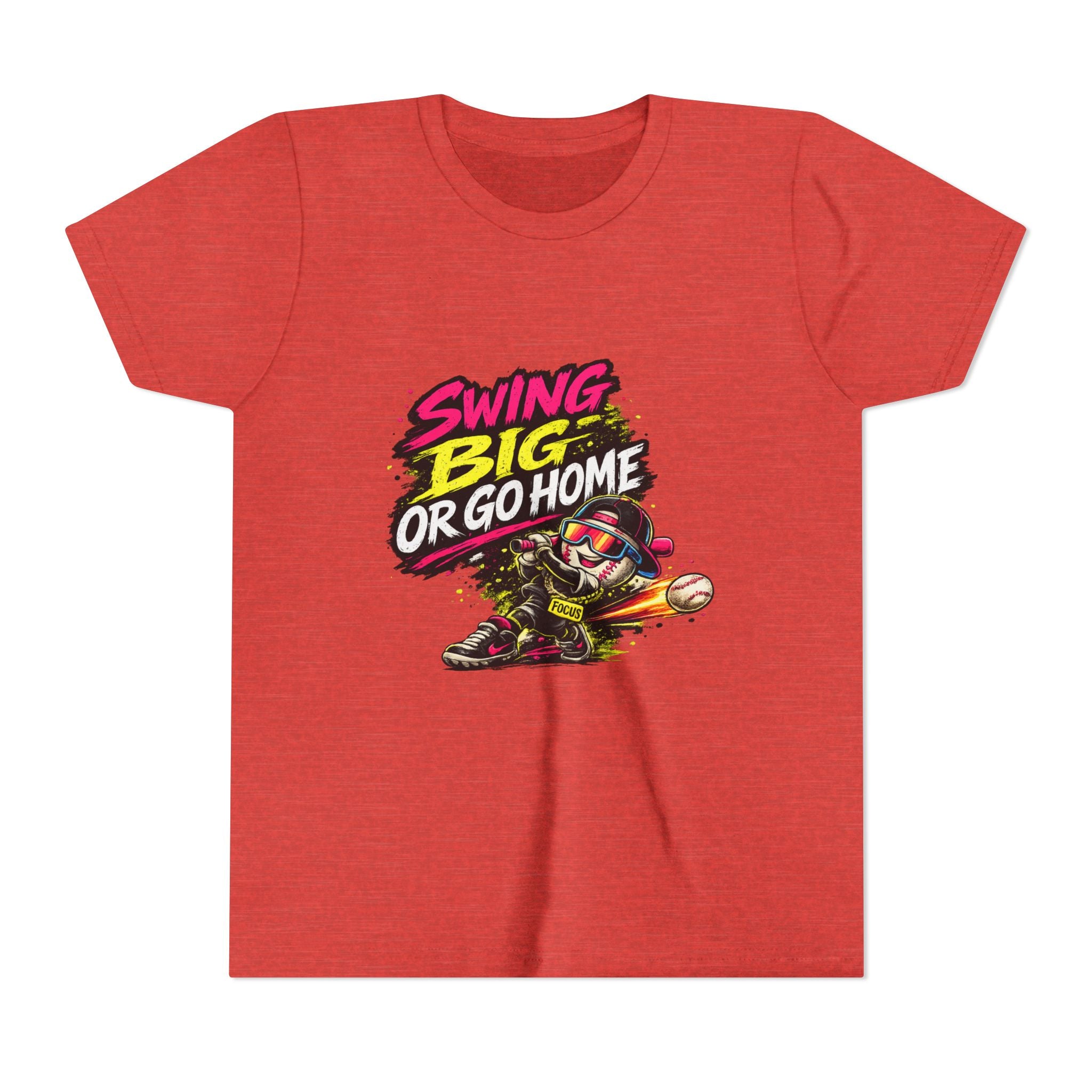 Youth Baseball Tee "Swing Big or Go Home" – Kids Baseball Graphic Shirt