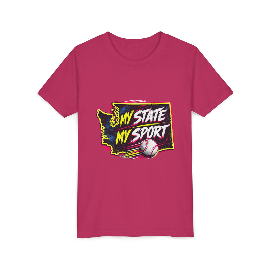 Youth Baseball Tee - "My State My Sport" Washington Pride