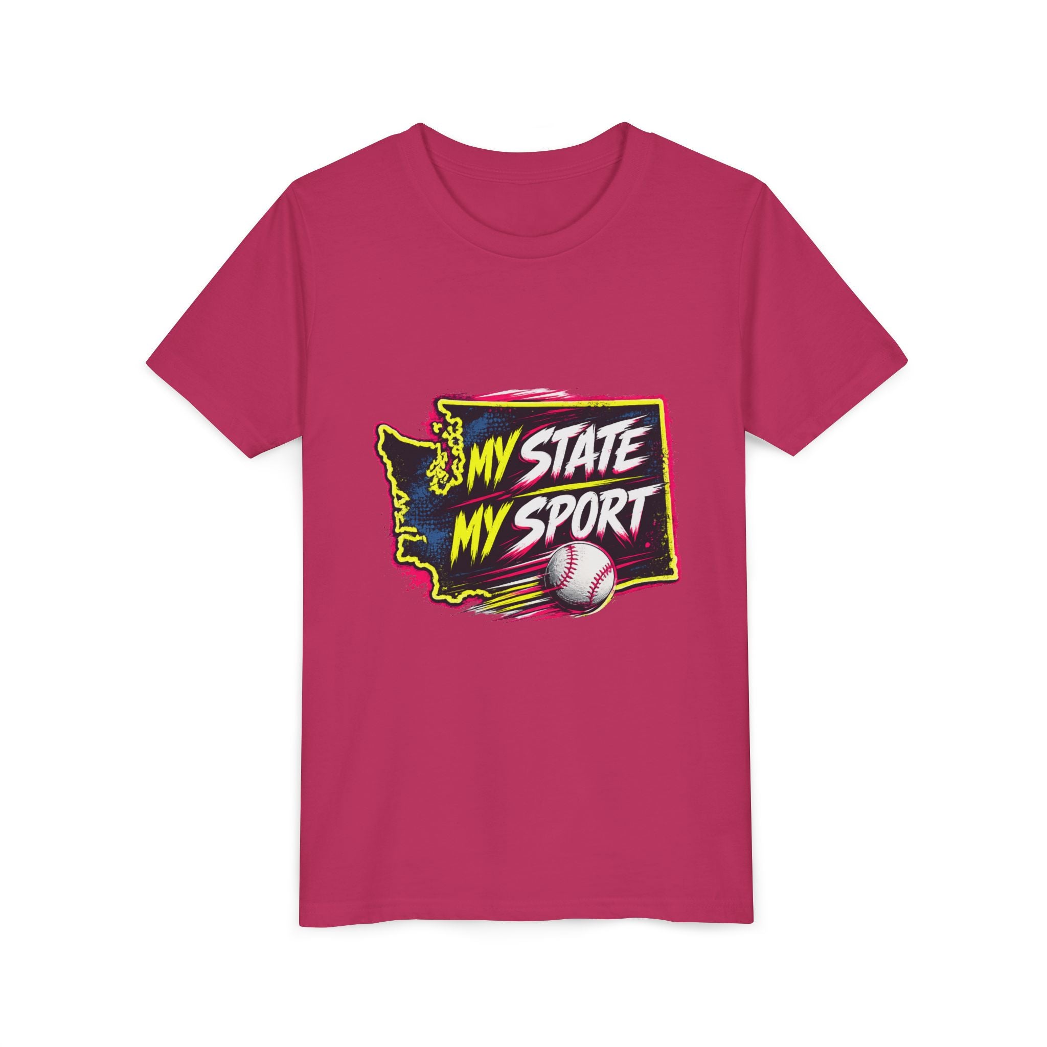 Youth Baseball Tee - "My State My Sport" Washington Pride