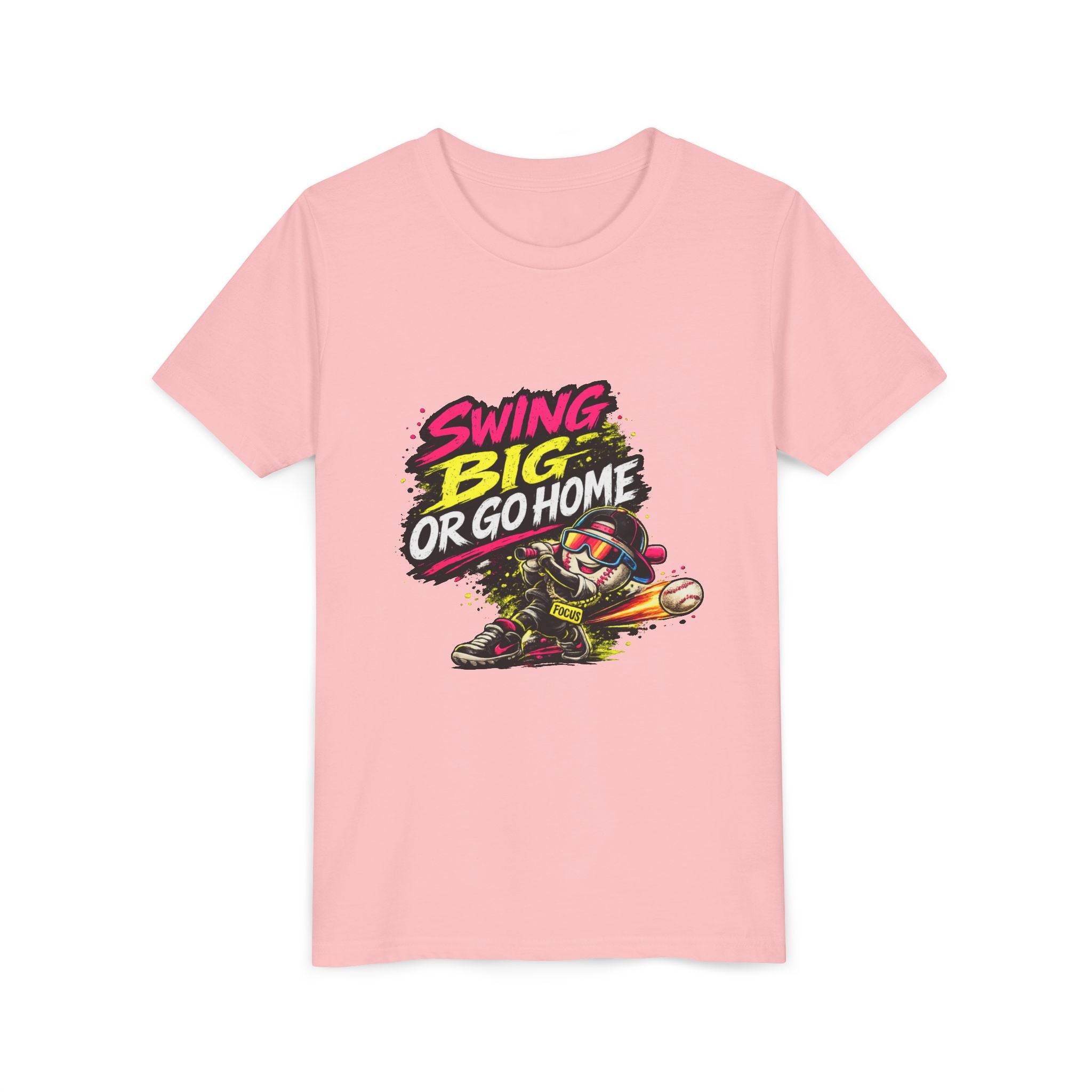 Youth Baseball Tee "Swing Big or Go Home" – Kids Baseball Graphic Shirt