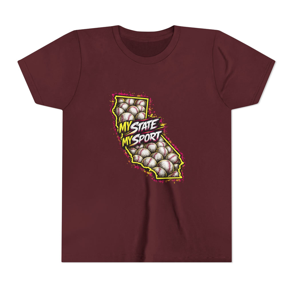 Youth Baseball Tee - "My State My Sport" California Pride