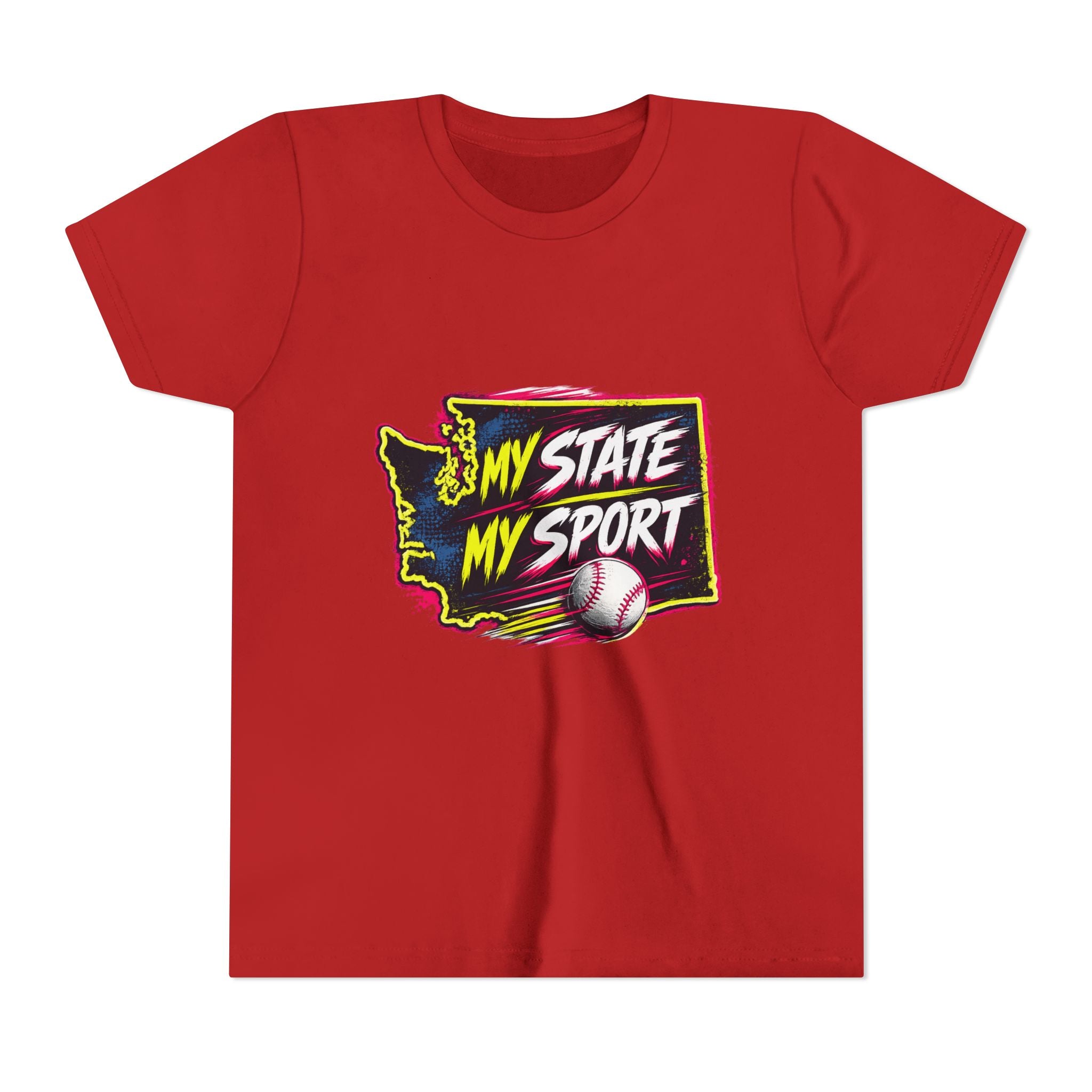 Youth Baseball Tee - "My State My Sport" Washington Pride