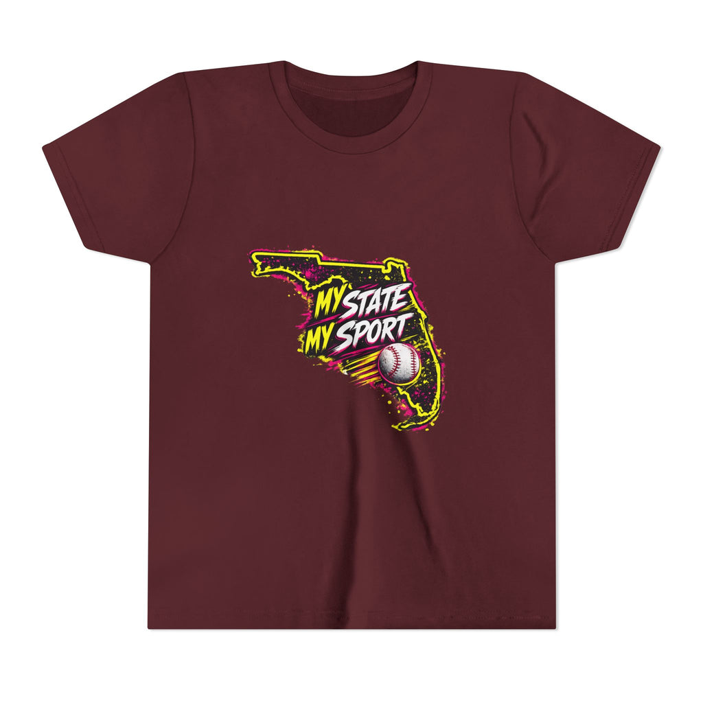 Youth Baseball Tee - "My State My Sport" Florida Pride