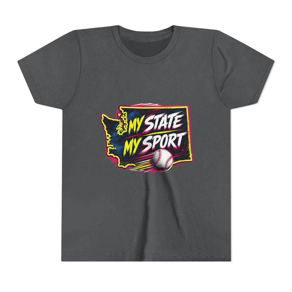 Youth Baseball Tee - "My State My Sport" Washington Pride