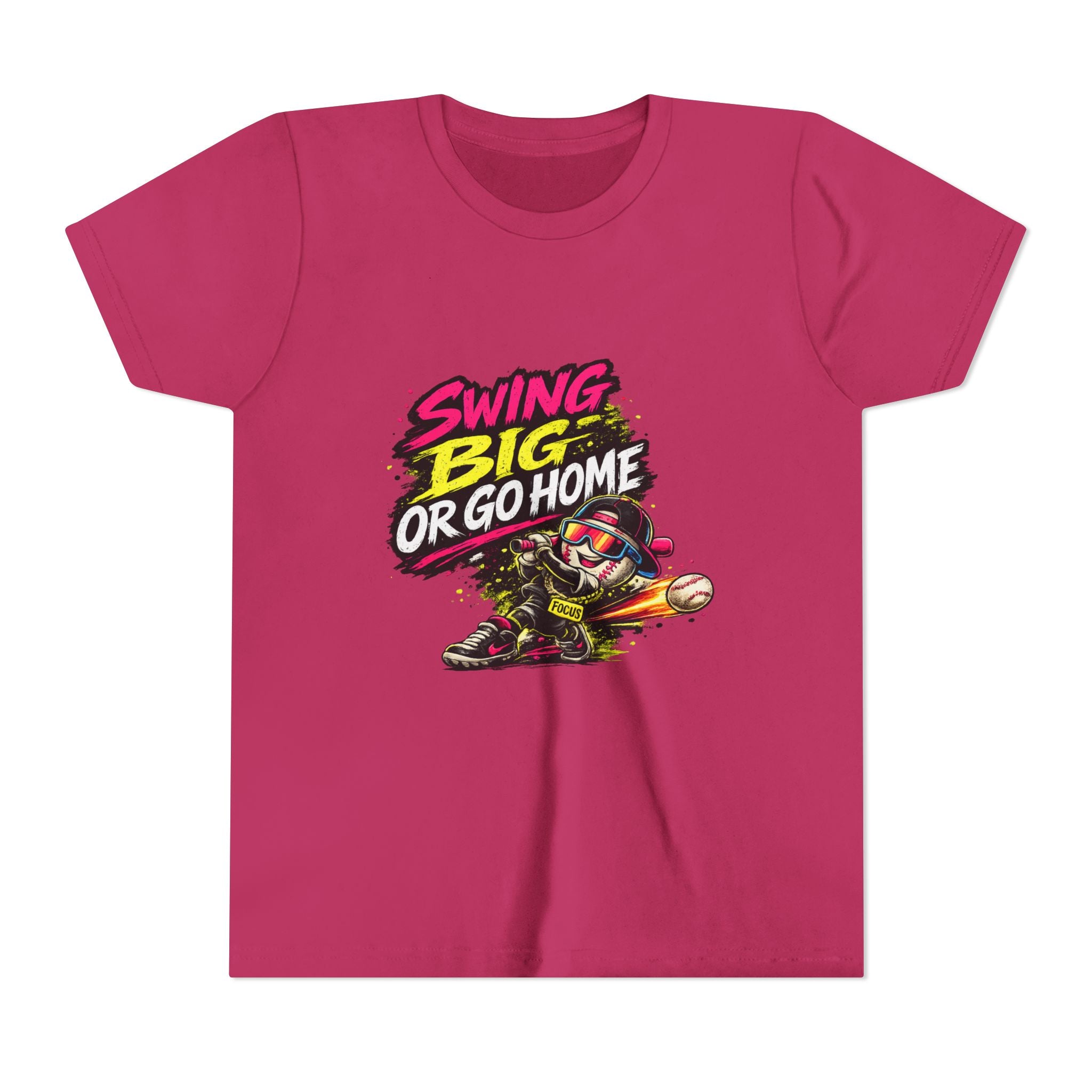 Youth Baseball Tee "Swing Big or Go Home" – Kids Baseball Graphic Shirt