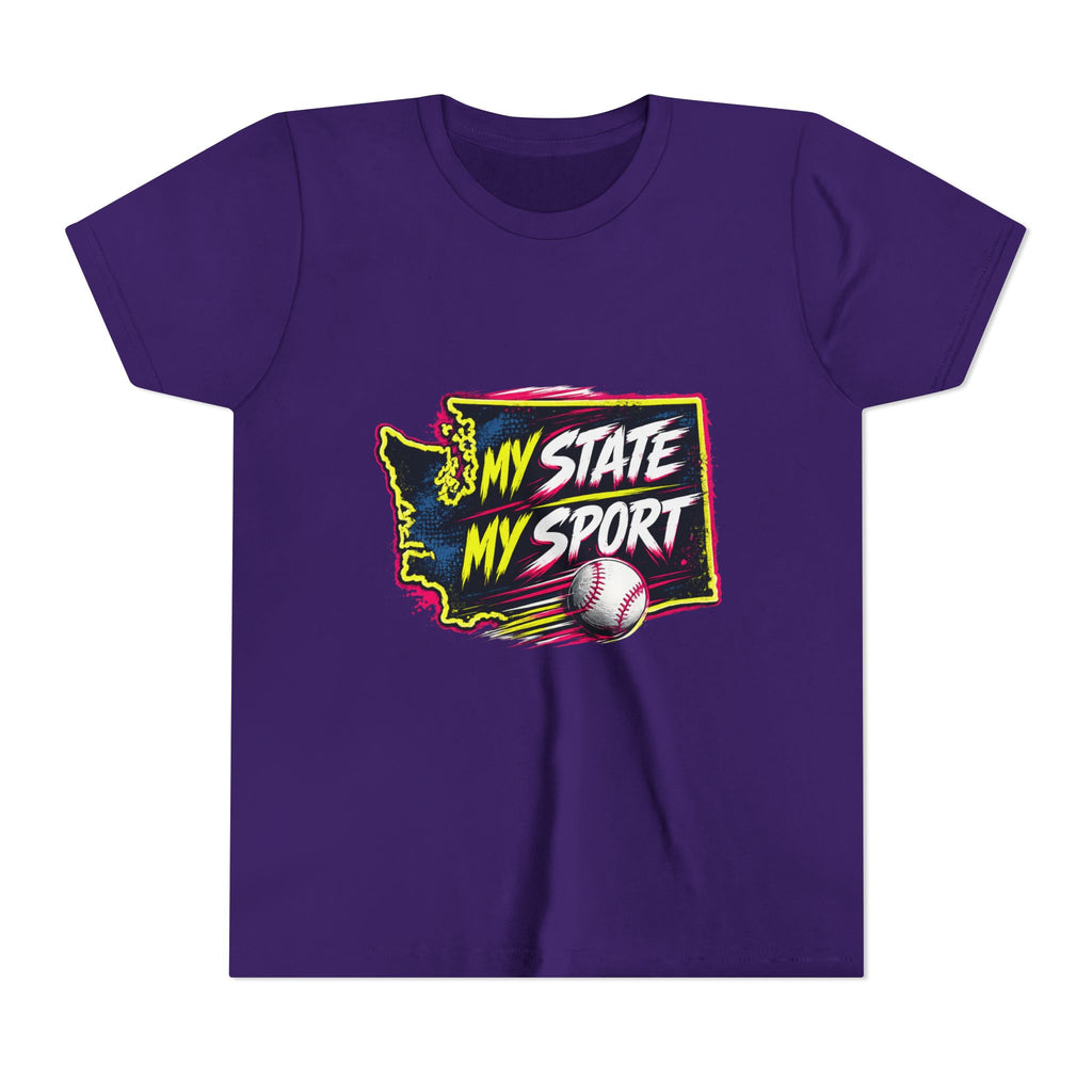 Youth Baseball Tee - "My State My Sport" Washington Pride