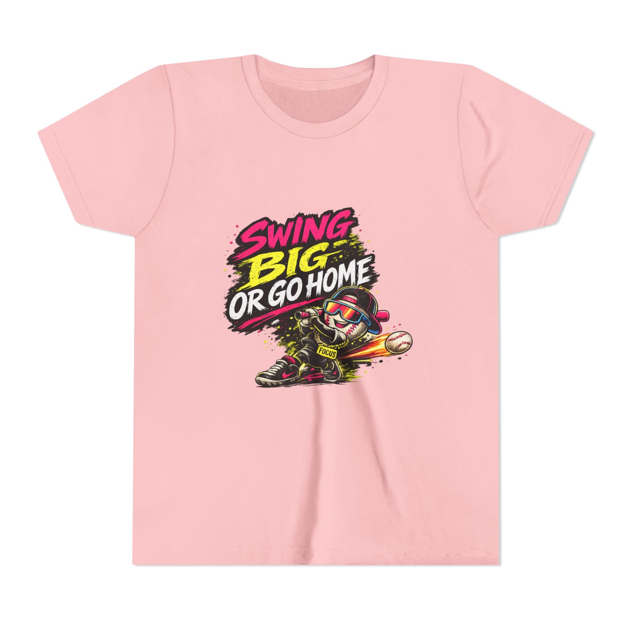 Youth Baseball Tee "Swing Big or Go Home" – Kids Baseball Graphic Shirt