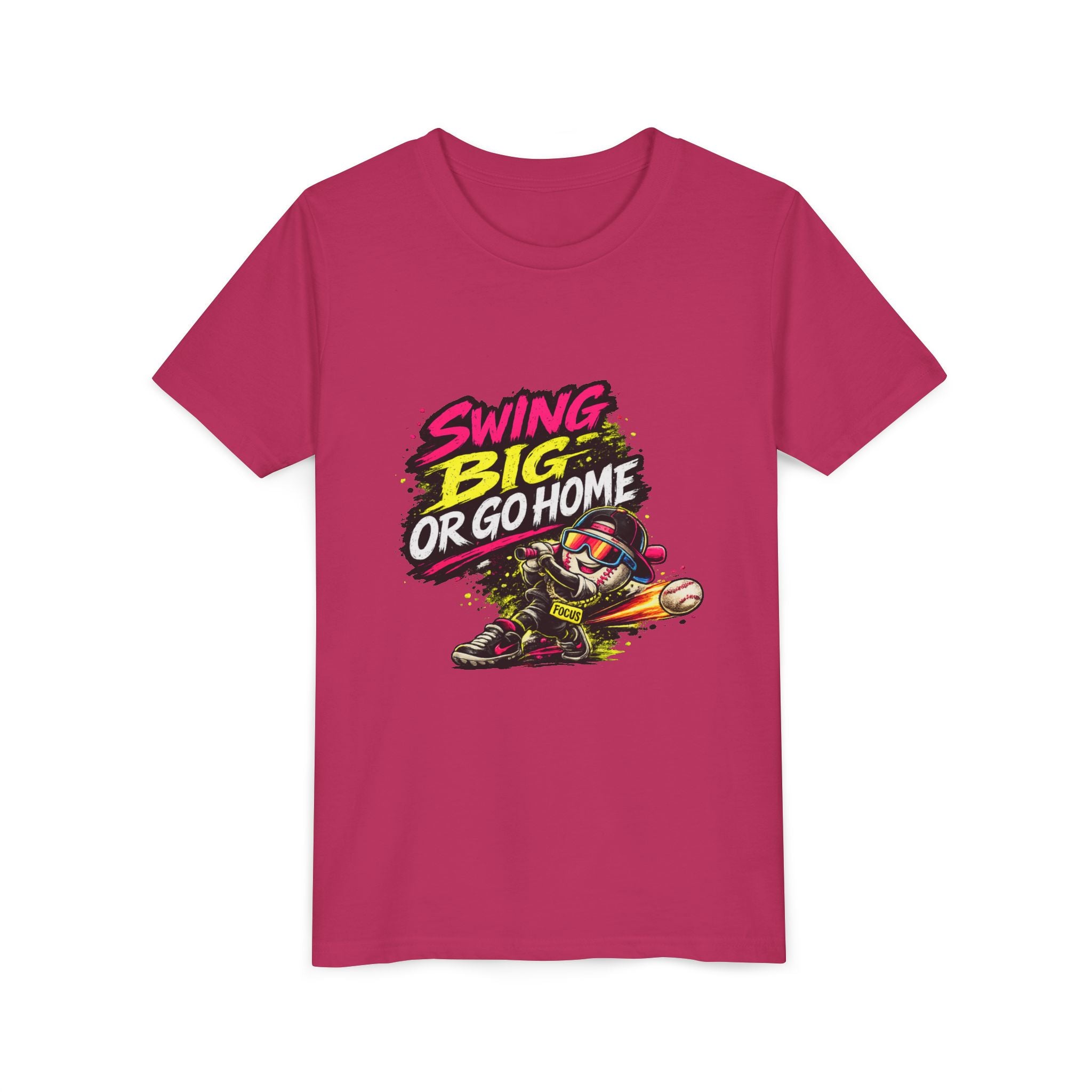 Youth Baseball Tee "Swing Big or Go Home" – Kids Baseball Graphic Shirt
