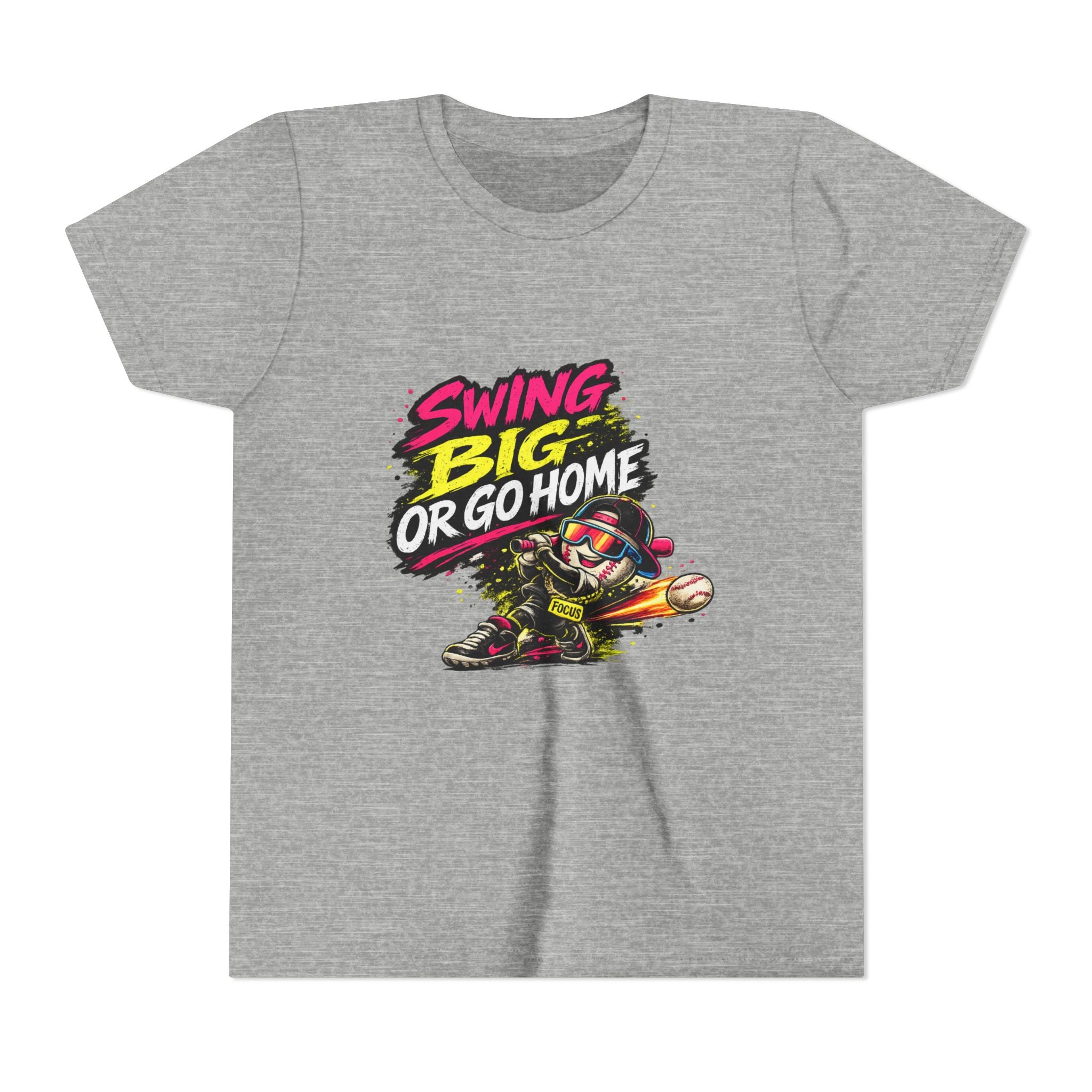 Youth Baseball Tee "Swing Big or Go Home" – Kids Baseball Graphic Shirt