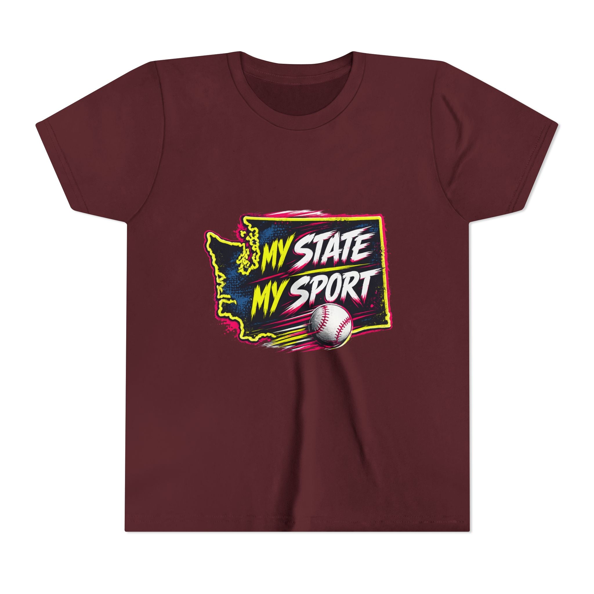 Youth Baseball Tee - "My State My Sport" Washington Pride