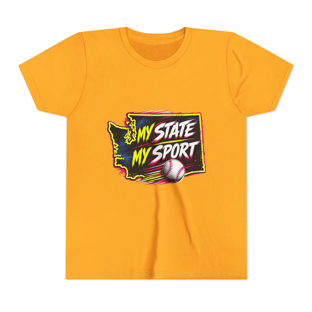 Youth Baseball Tee - "My State My Sport" Washington Pride