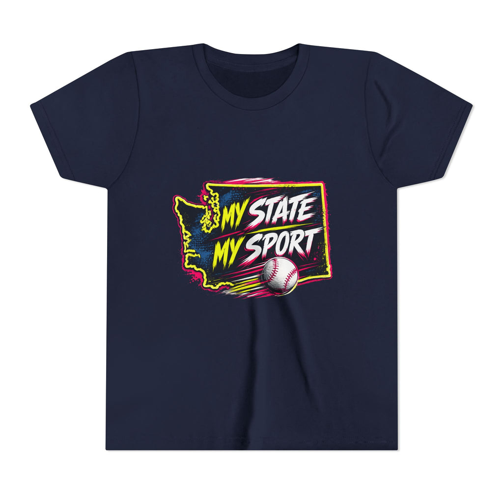 Youth Baseball Tee - "My State My Sport" Washington Pride