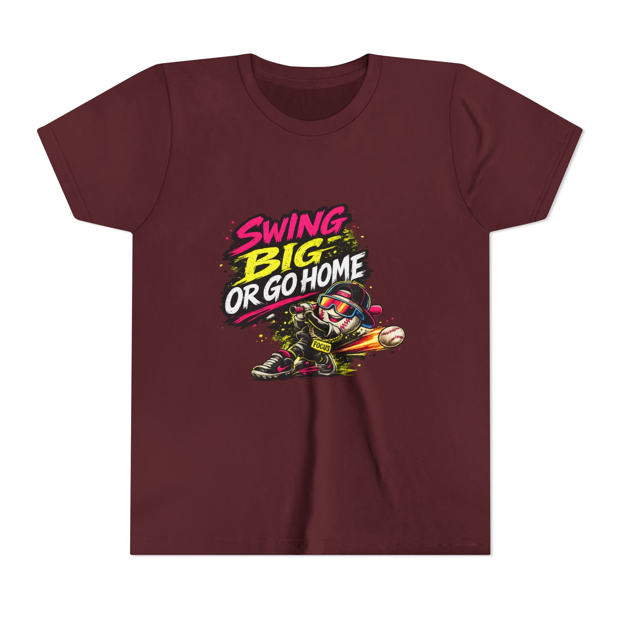 Youth Baseball Tee "Swing Big or Go Home" – Kids Baseball Graphic Shirt