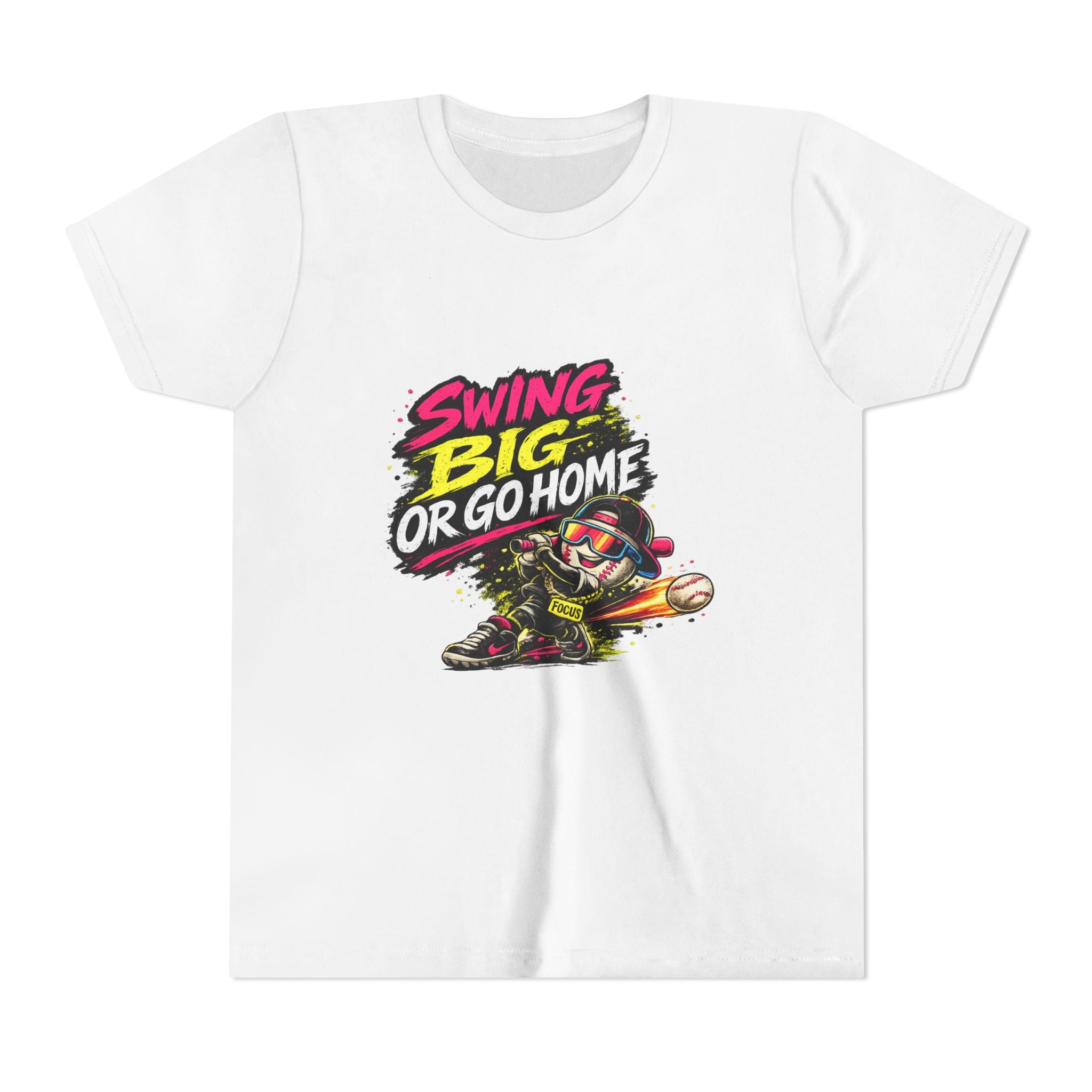 Youth Baseball Tee "Swing Big or Go Home" – Kids Baseball Graphic Shirt