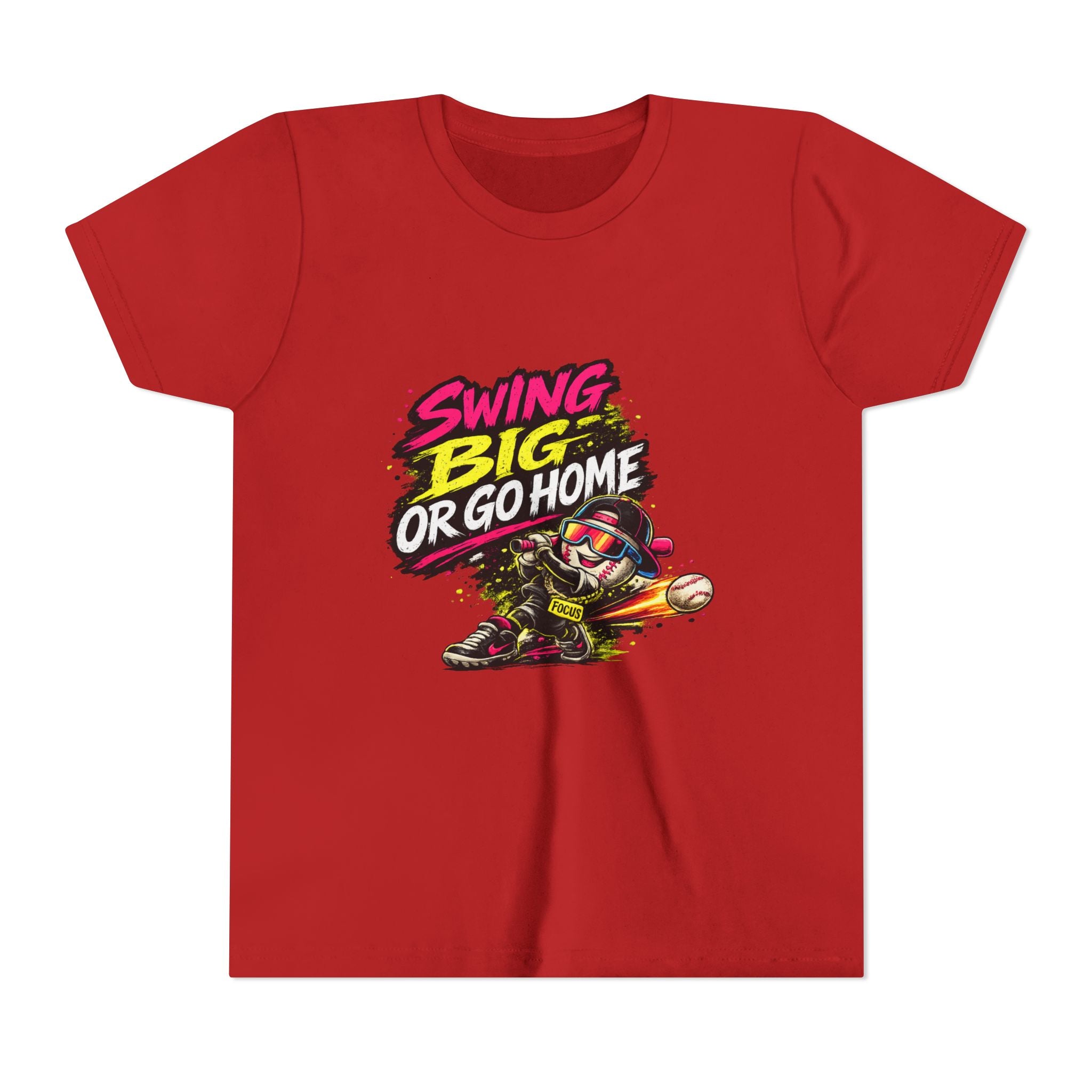 Youth Baseball Tee "Swing Big or Go Home" – Kids Baseball Graphic Shirt