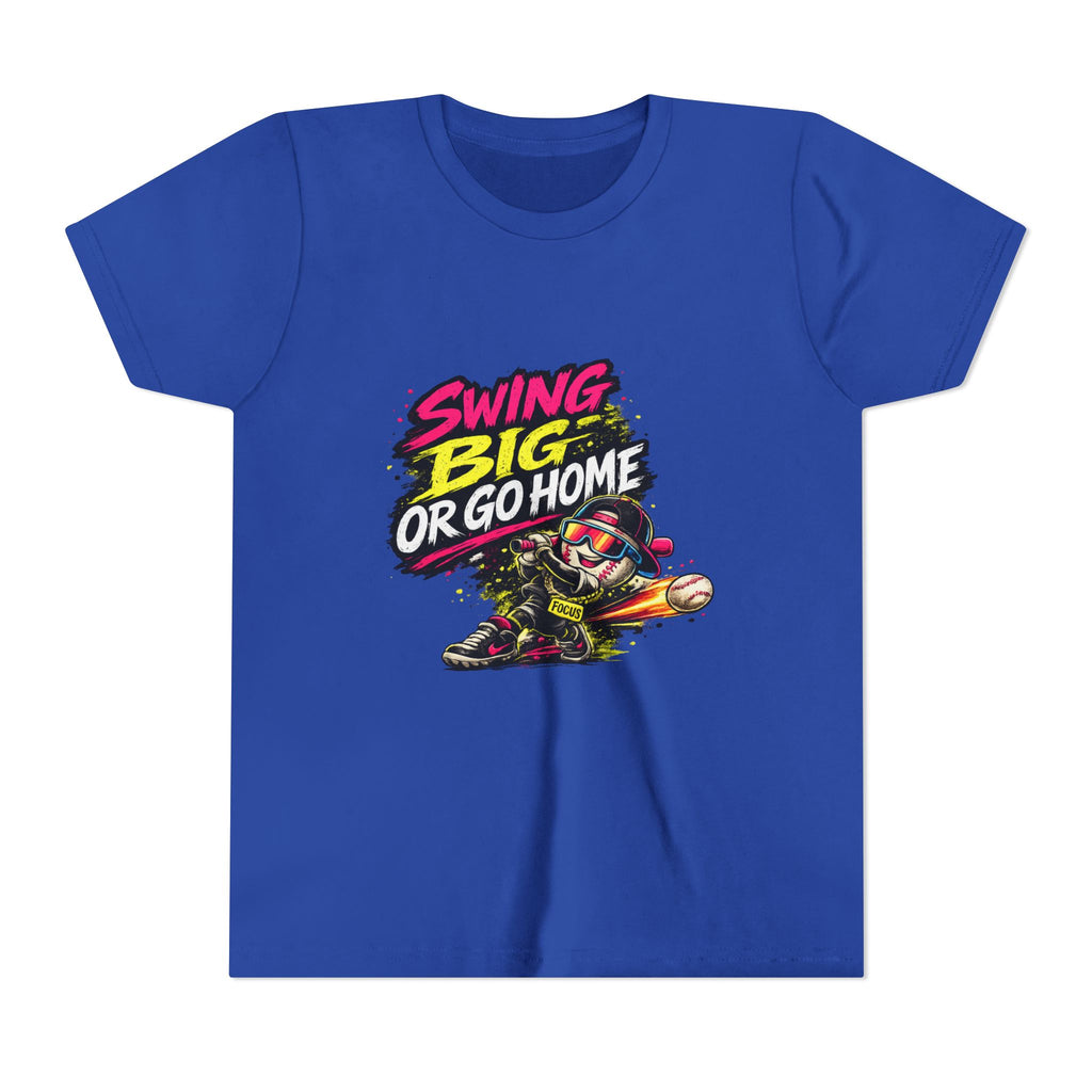 Youth Baseball Tee "Swing Big or Go Home" – Kids Baseball Graphic Shirt
