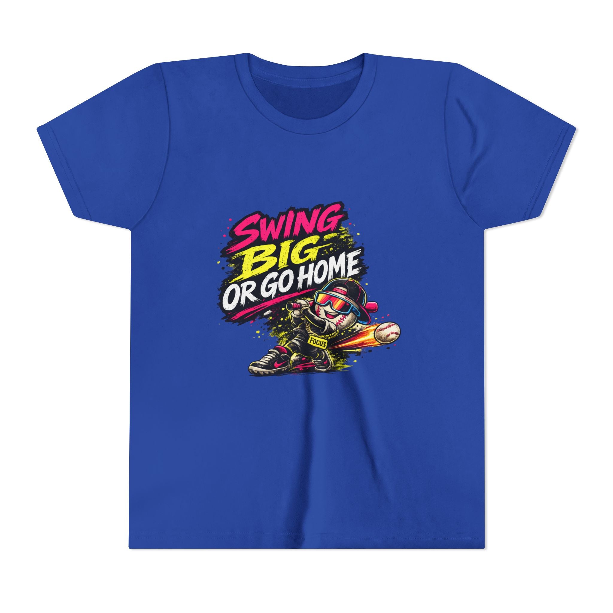 Youth Baseball Tee "Swing Big or Go Home" – Kids Baseball Graphic Shirt