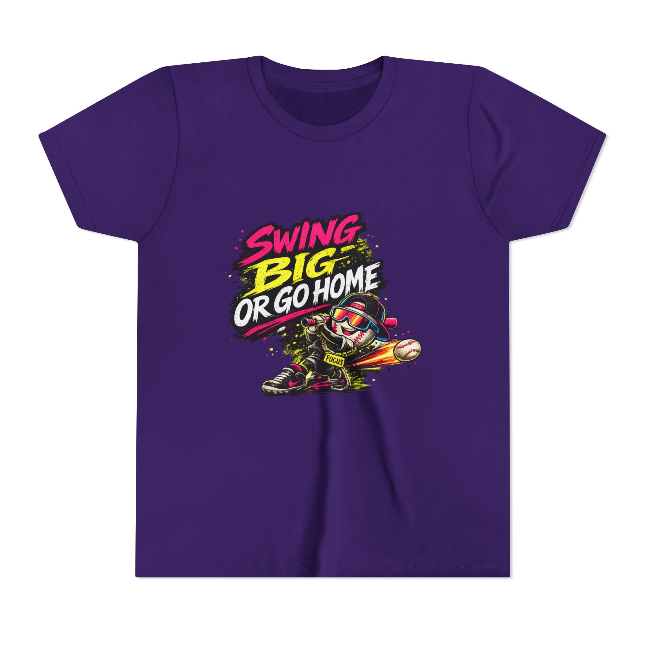 Youth Baseball Tee "Swing Big or Go Home" – Kids Baseball Graphic Shirt