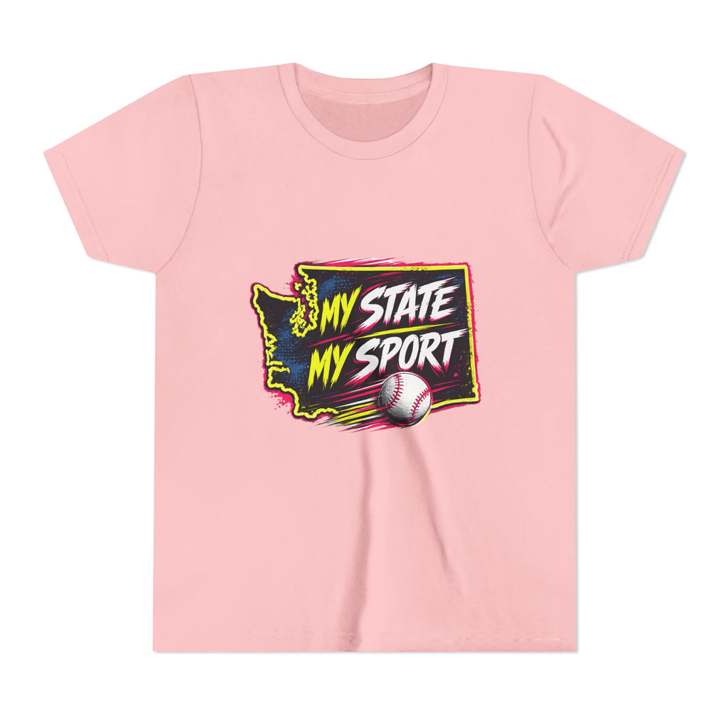 Youth Baseball Tee - "My State My Sport" Washington Pride
