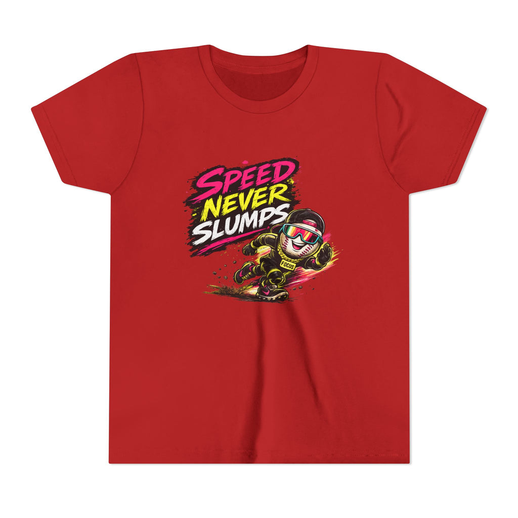 Youth Baseball Tee "Speed Never Slumps" – Kids Graphic Shirt
