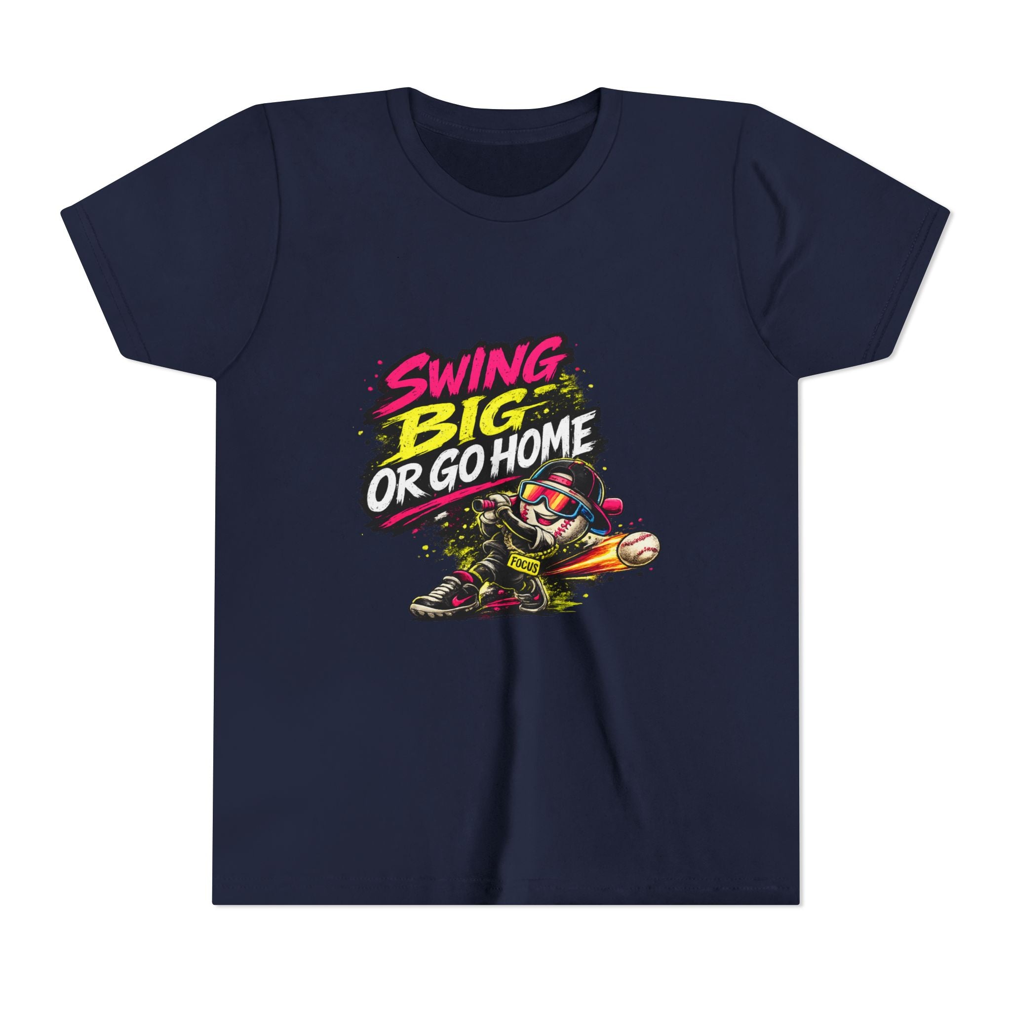 Youth Baseball Tee "Swing Big or Go Home" – Kids Baseball Graphic Shirt