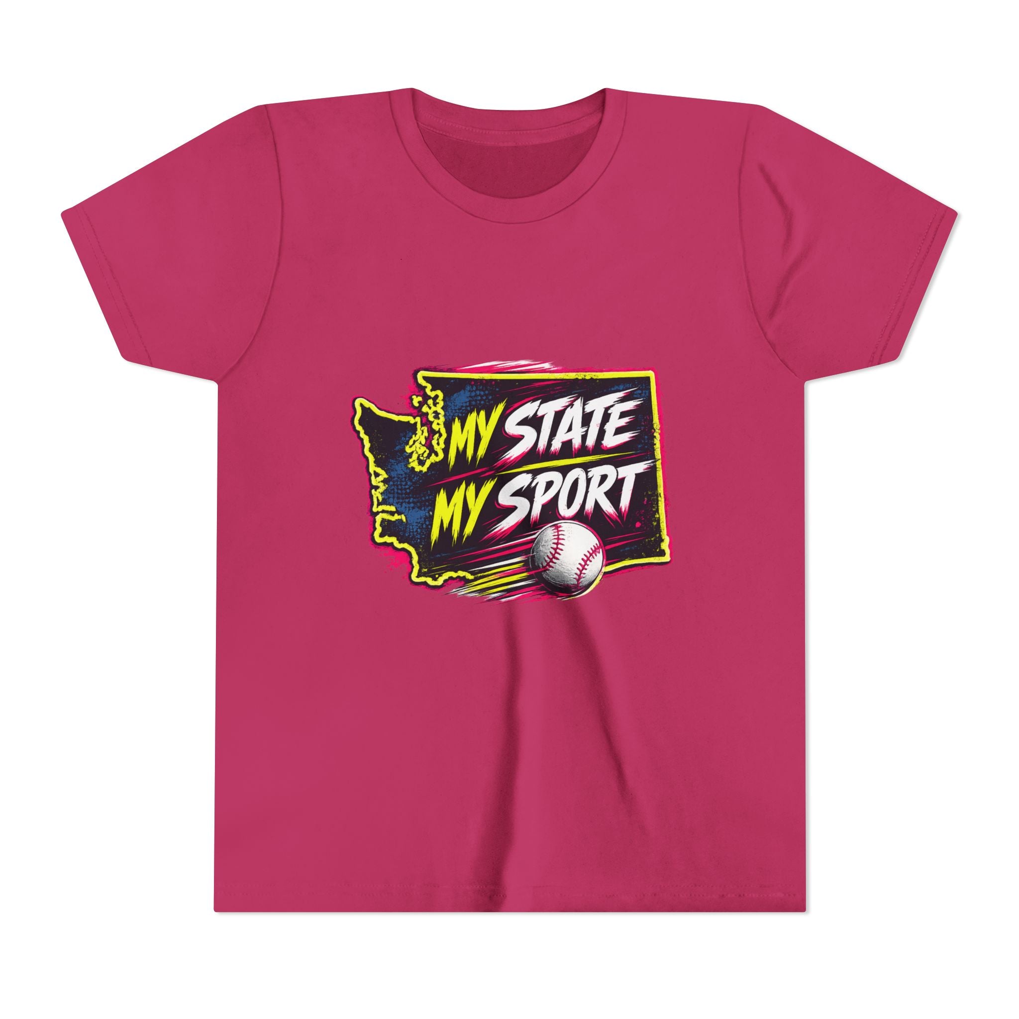 Youth Baseball Tee - "My State My Sport" Washington Pride