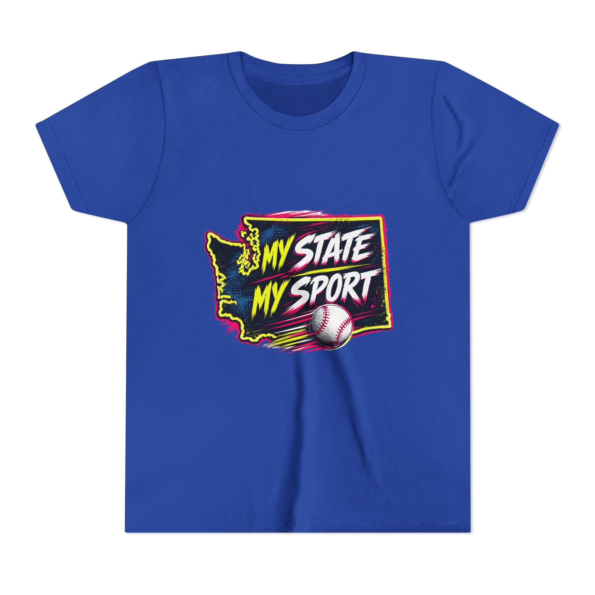 Youth Baseball Tee - "My State My Sport" Washington Pride