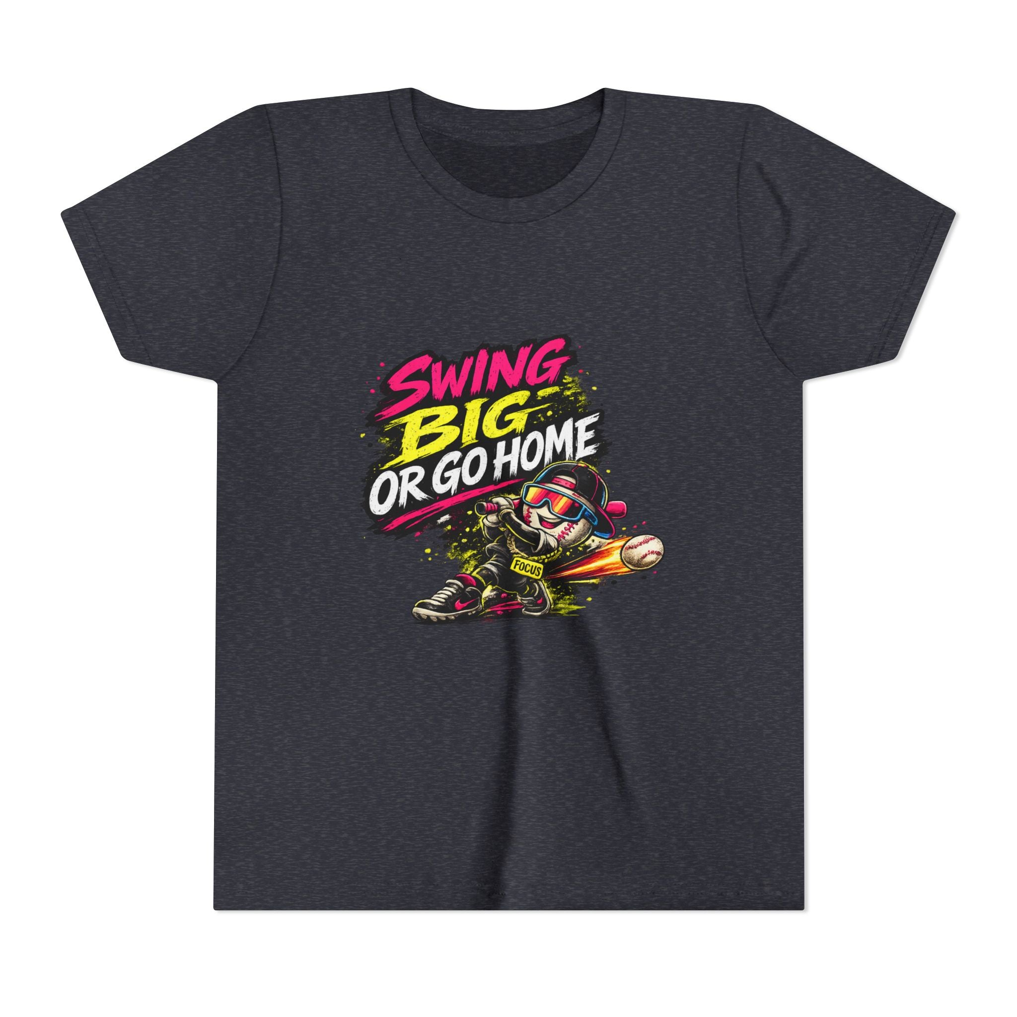 Youth Baseball Tee "Swing Big or Go Home" – Kids Baseball Graphic Shirt