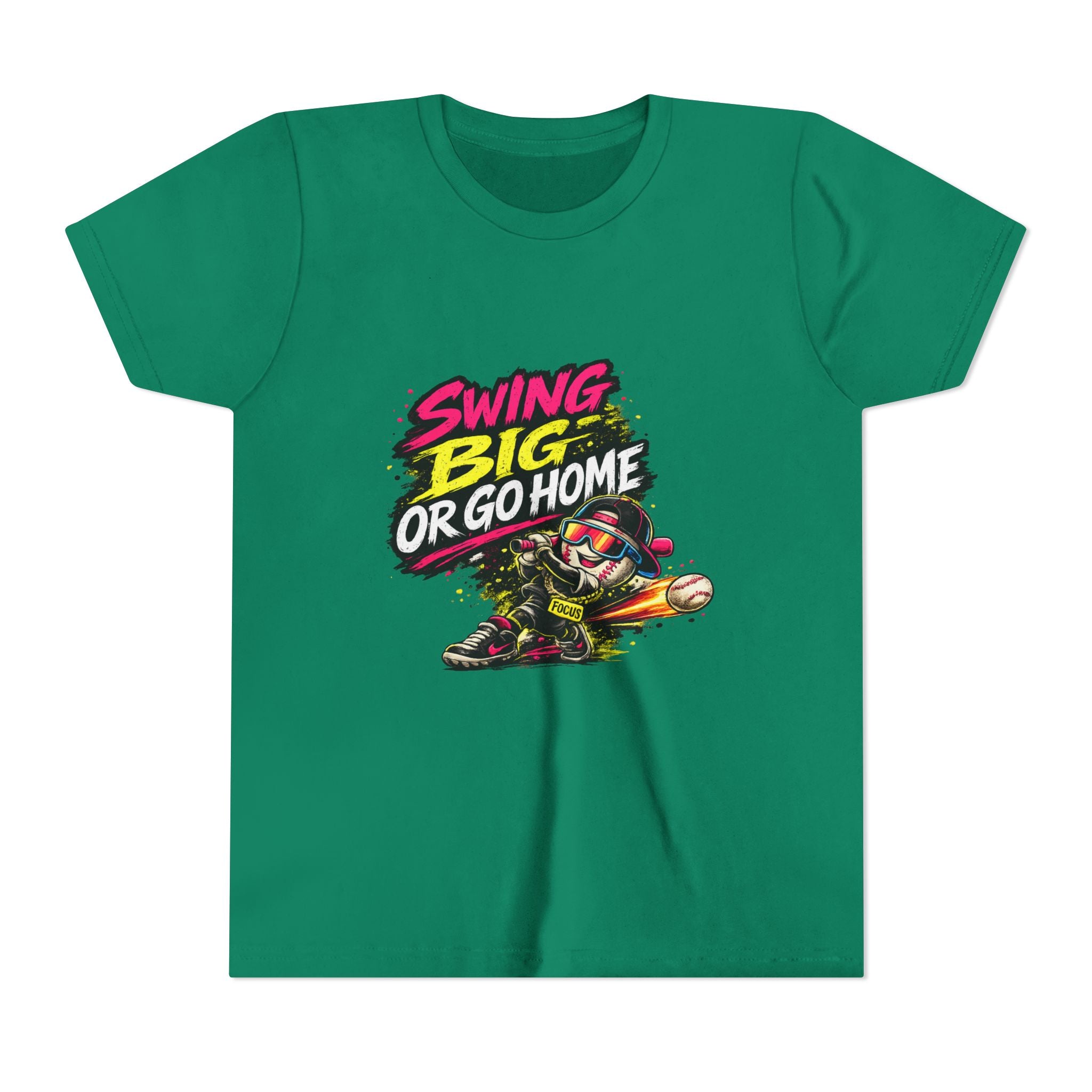 Youth Baseball Tee "Swing Big or Go Home" – Kids Baseball Graphic Shirt
