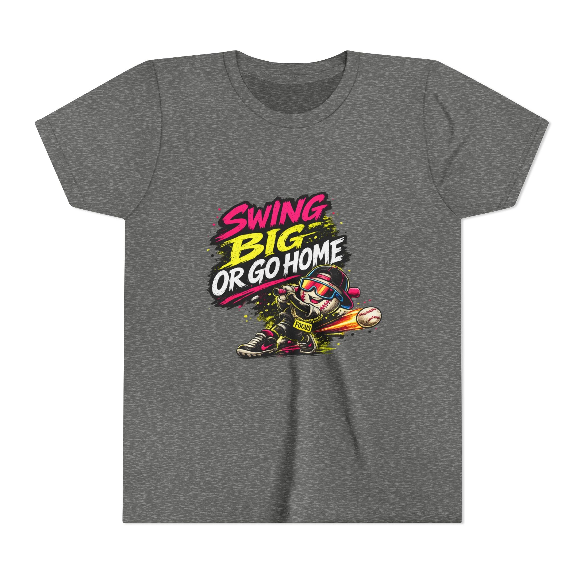 Youth Baseball Tee "Swing Big or Go Home" – Kids Baseball Graphic Shirt