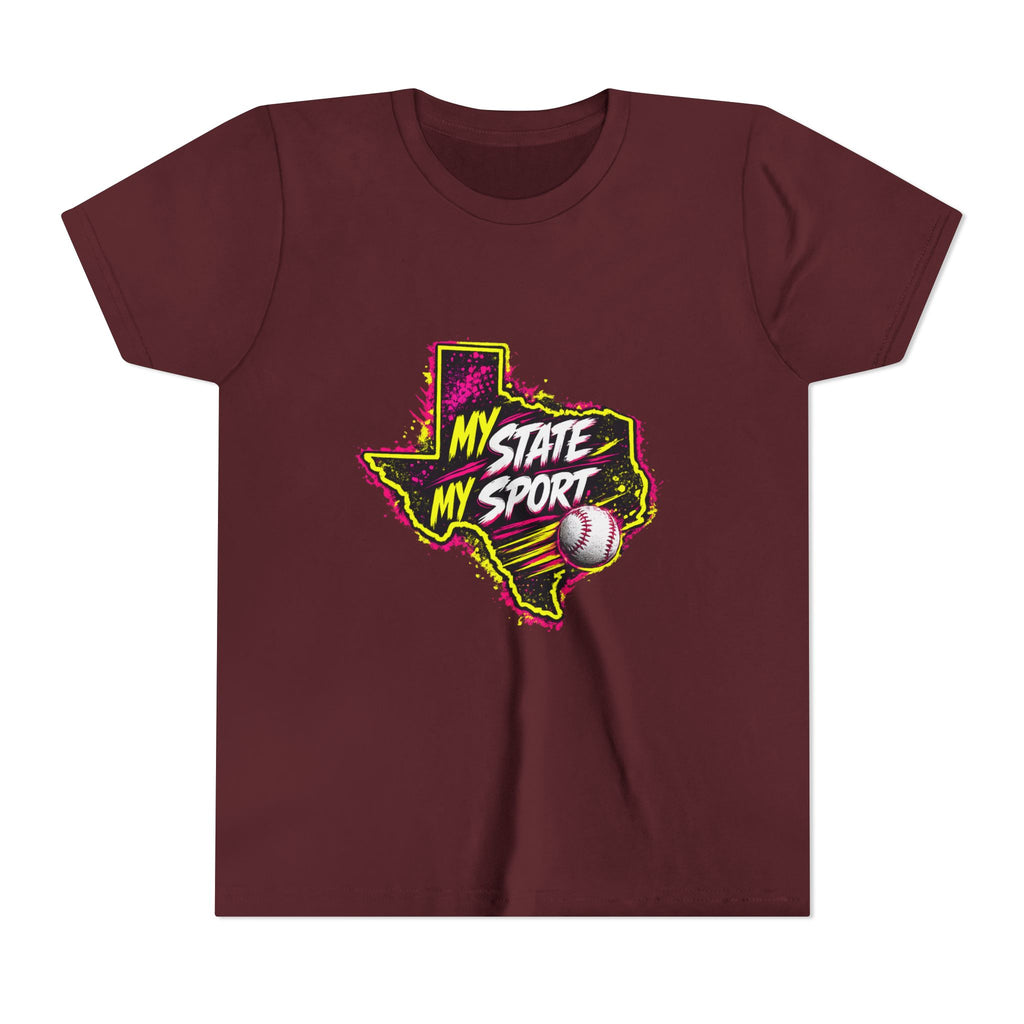 Youth Baseball Tee - "My State My Sport" Texas Pride