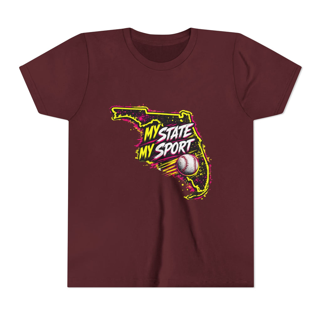 Youth Baseball Tee - "My State My Sport" Florida Pride