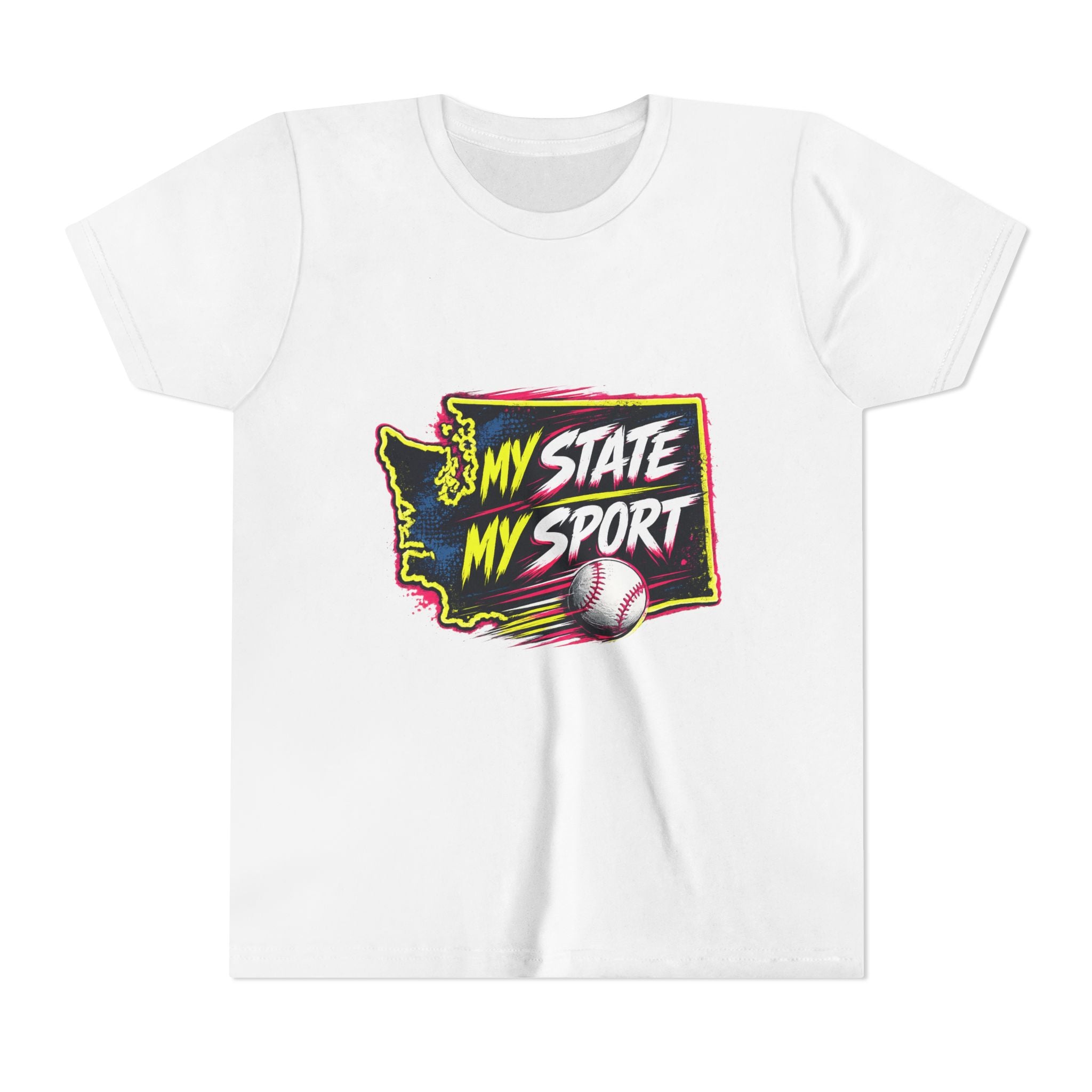 Youth Baseball Tee - "My State My Sport" Washington Pride