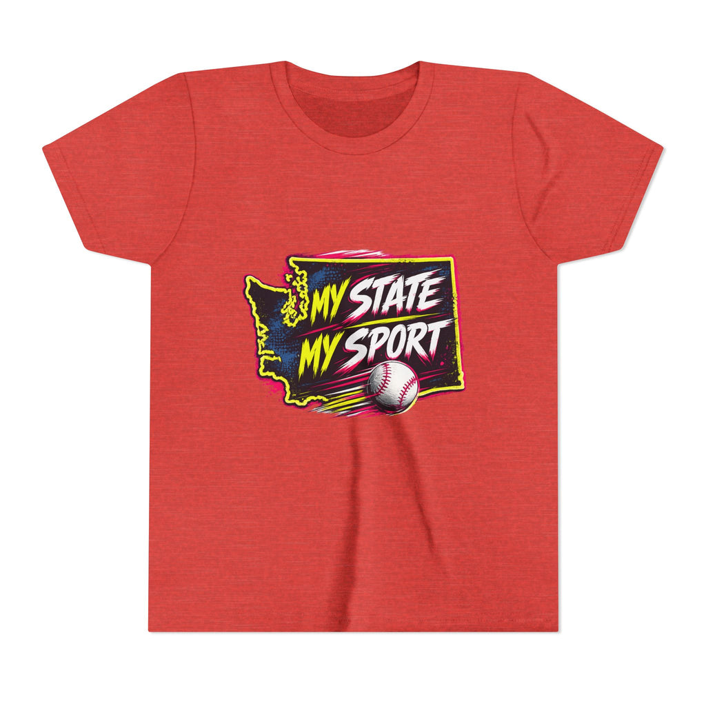 Youth Baseball Tee - "My State My Sport" Washington Pride