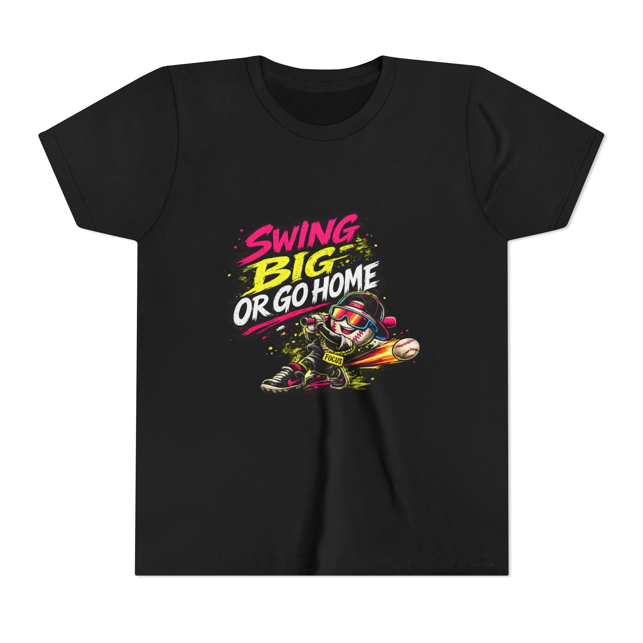 Youth Baseball Tee "Swing Big or Go Home" – Kids Baseball Graphic Shirt