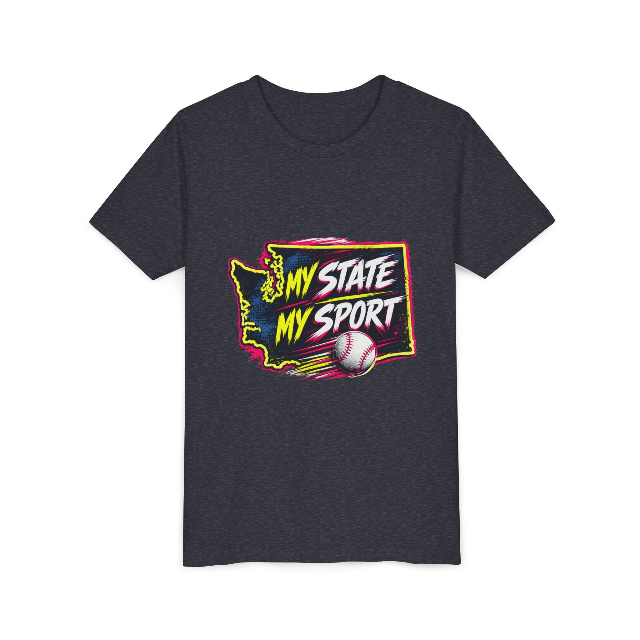 Youth Baseball Tee - "My State My Sport" Washington Pride